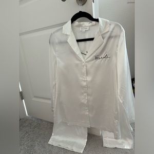 Six stories white bride pajama set